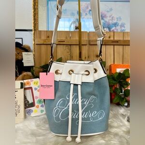 Juicy Couture Blue and White Denim Crossbody Bag Nwt